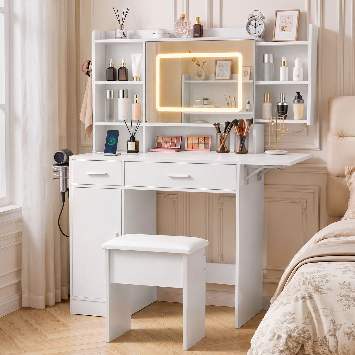 Artiss Dressing Table Vanity Desk Set with Stool White