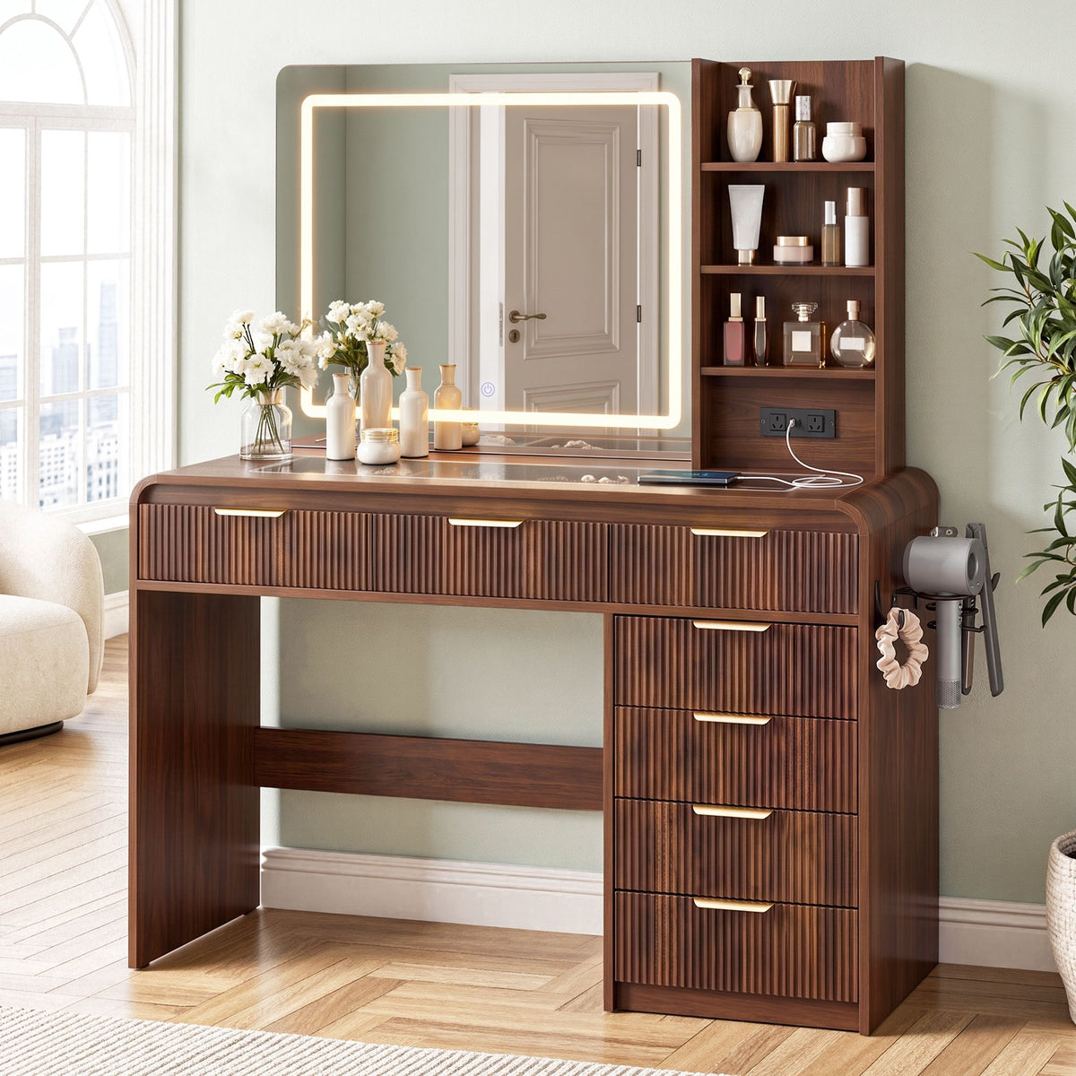 Artiss Dressing Table Vanity Desk 120cm Walnut
