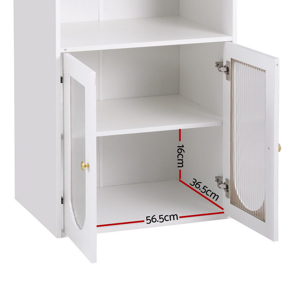 Lexli Extendable Bar Table Storage Cabinet Wine Rack White