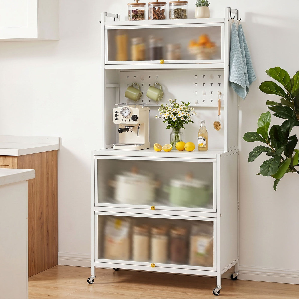 Artiss Kitchen Storage Cabinet with Pegboard 80cm x 164cm