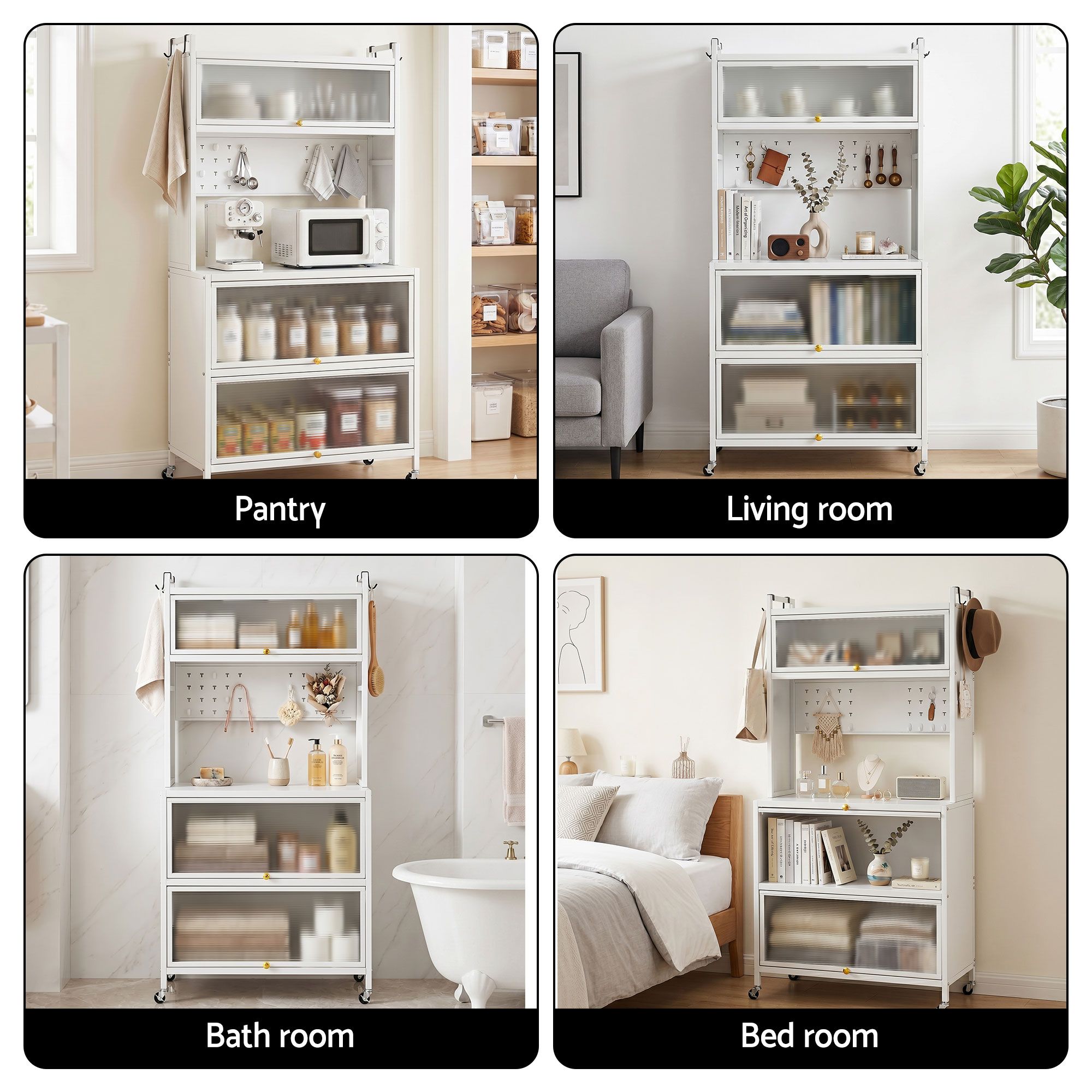 Artiss Kitchen Cabinet Storage Shelves Pegboard Cupboard Sideboard 80CMX164CM