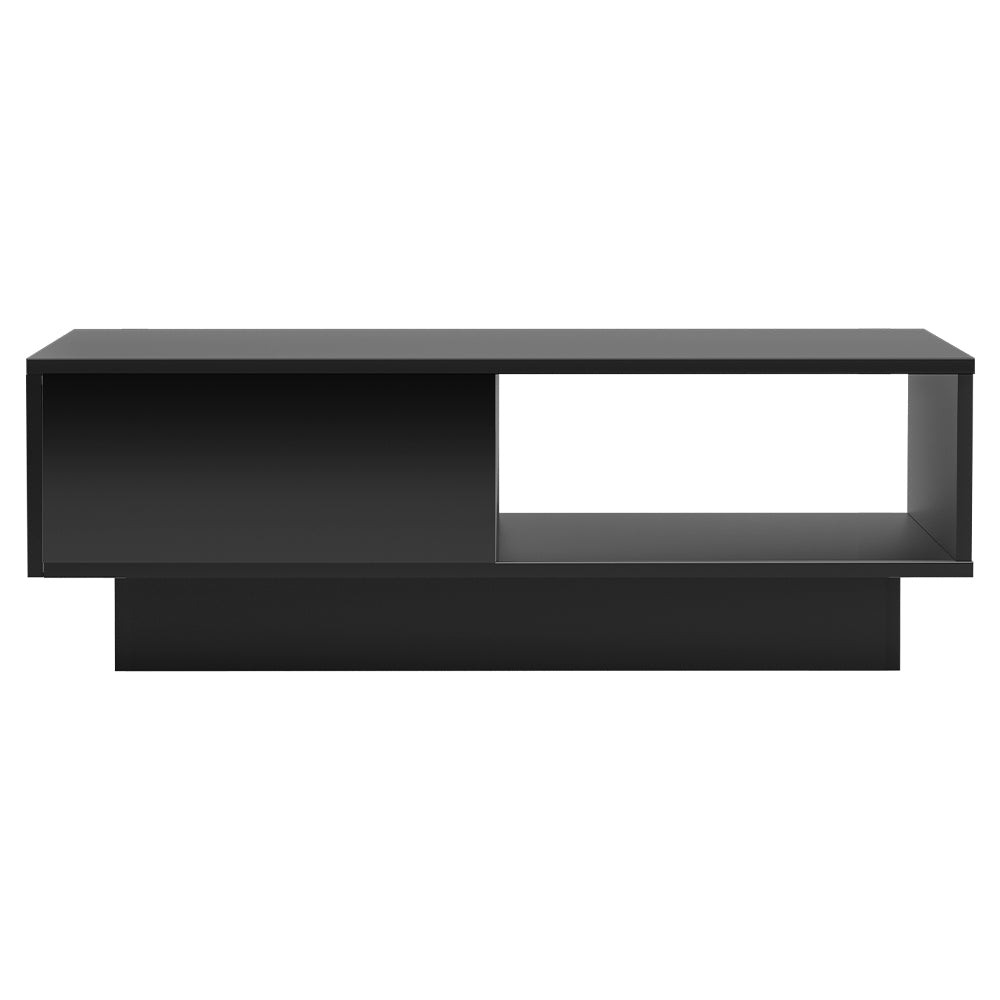 LED Coffee Table Black Modern Design with Storage