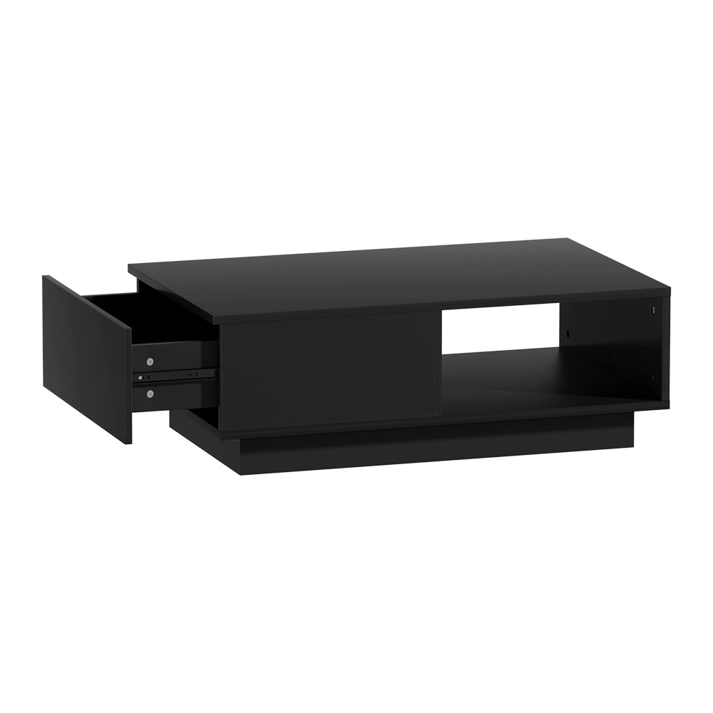 LED Coffee Table Black Modern Design with Storage