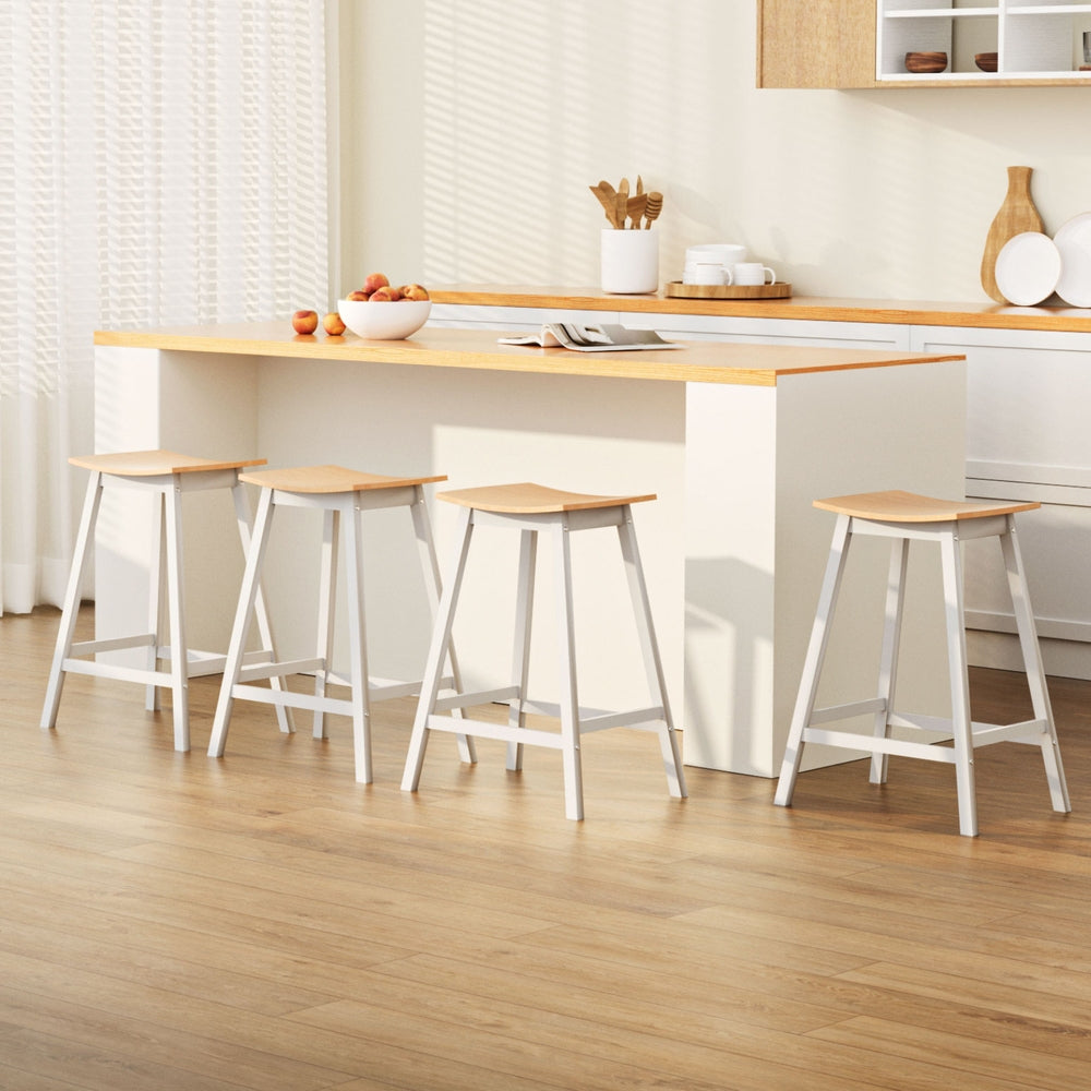 Ari 4x Bar Stools Wooden Chairs Pine & White