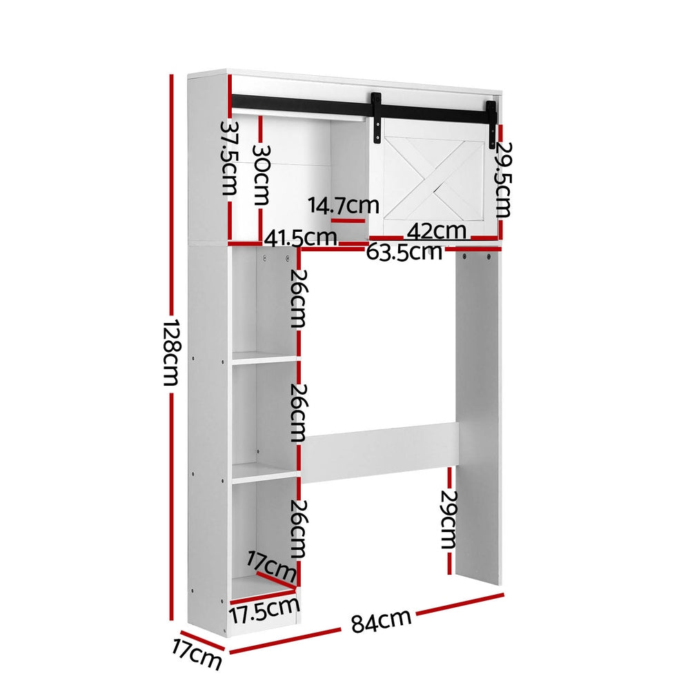 Artiss 128cm Bathroom Cabinet Over-Toilet Storage White/Black