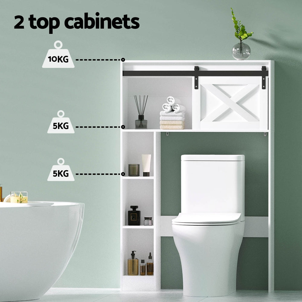 Artiss 128cm Bathroom Cabinet Over-Toilet Storage White/Black