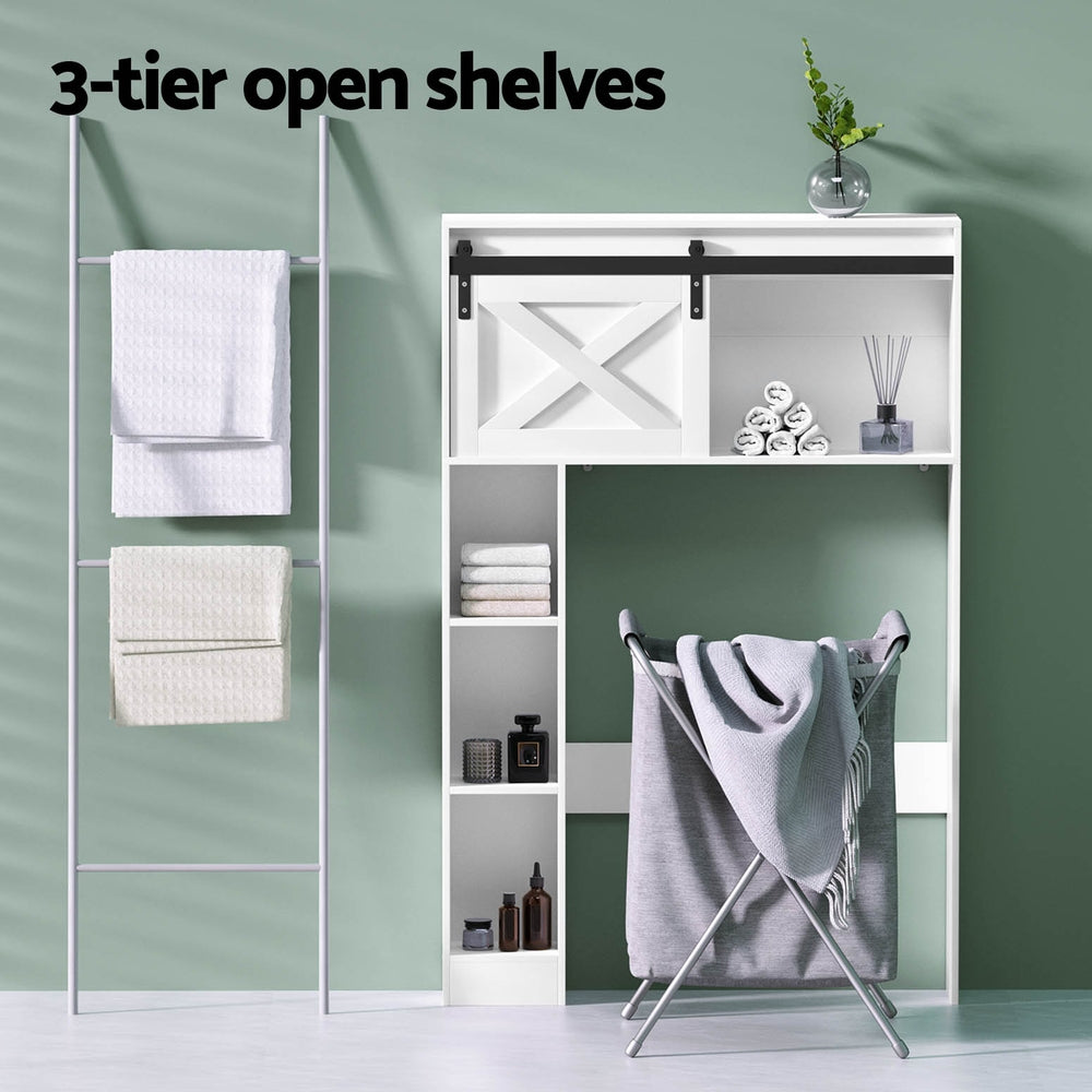 Artiss 128cm Bathroom Cabinet Over-Toilet Storage White/Black