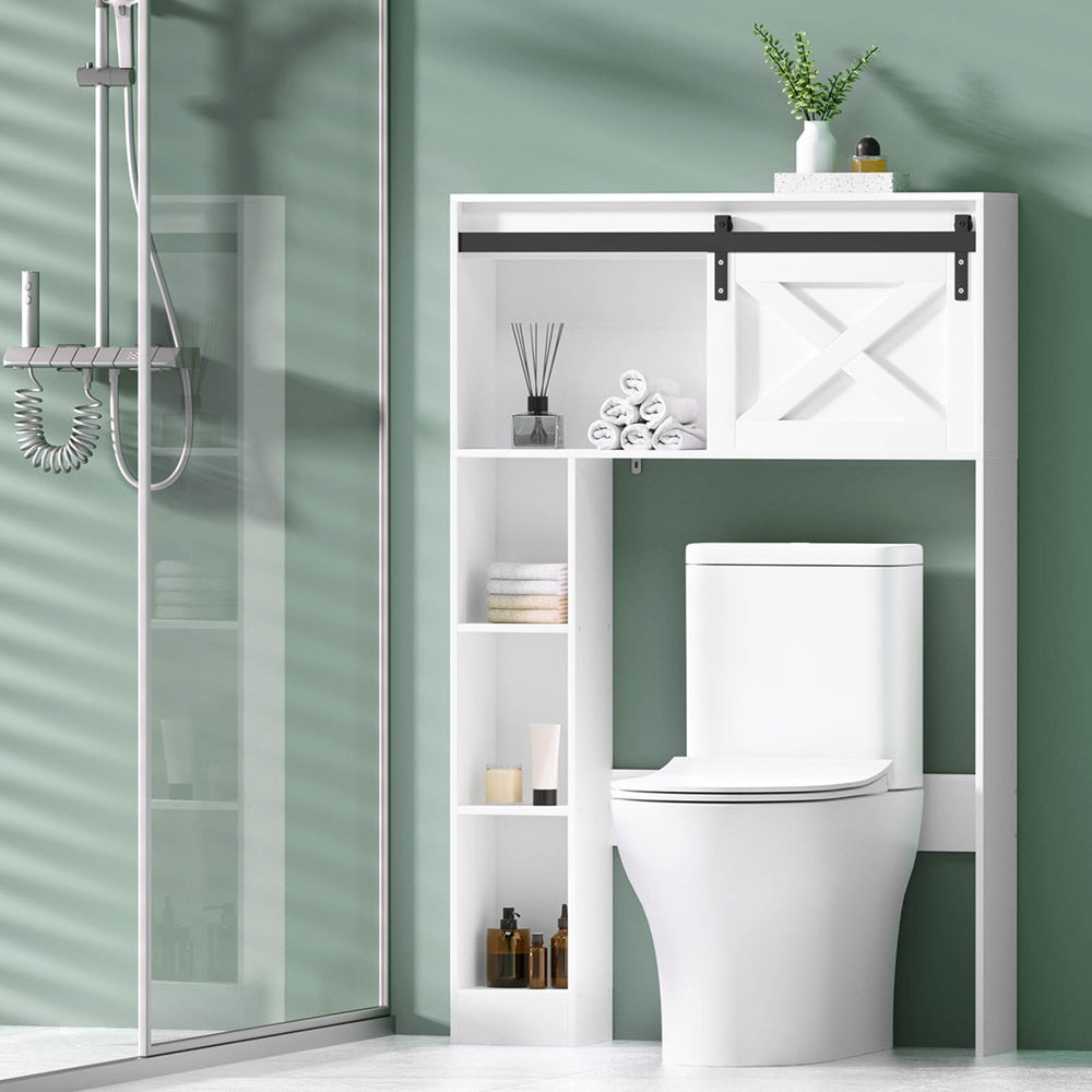 Artiss 128cm Bathroom Cabinet Over-Toilet Storage White/Black