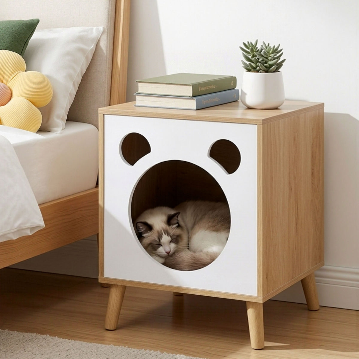 Artiss Cat Nest Bedside Table with Solid Pine Legs