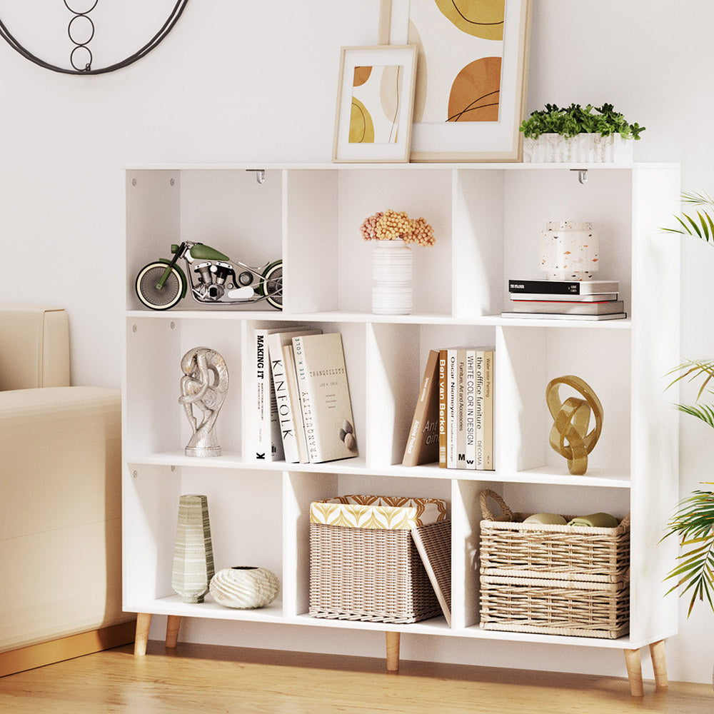 Cora Bookshelf with 3 Tiers and 10 Cubes White