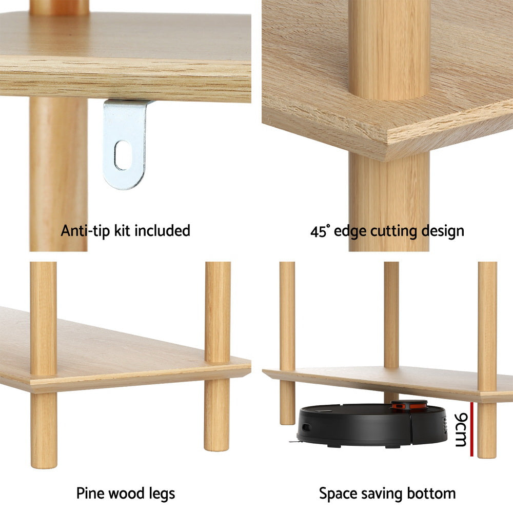 Artiss 5-Tier Bookshelf Wooden Display Shelves Pine