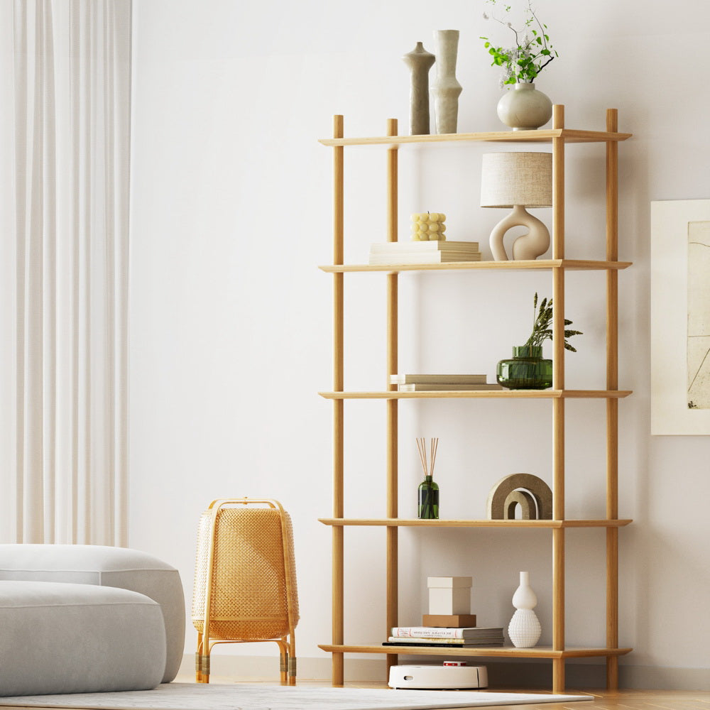 Artiss 5-Tier Bookshelf Wooden Display Shelves Pine
