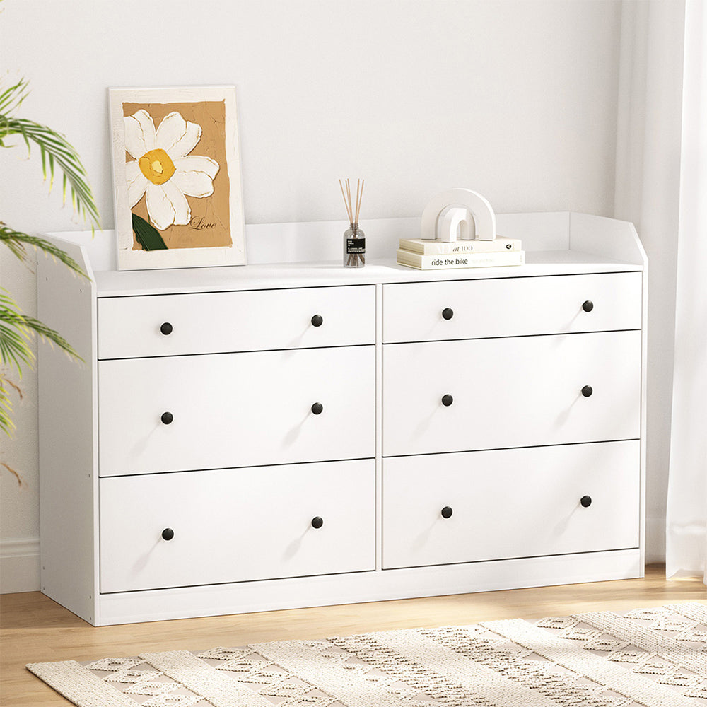Pete 6 Drawer Chest of Drawers with Top Shelf White