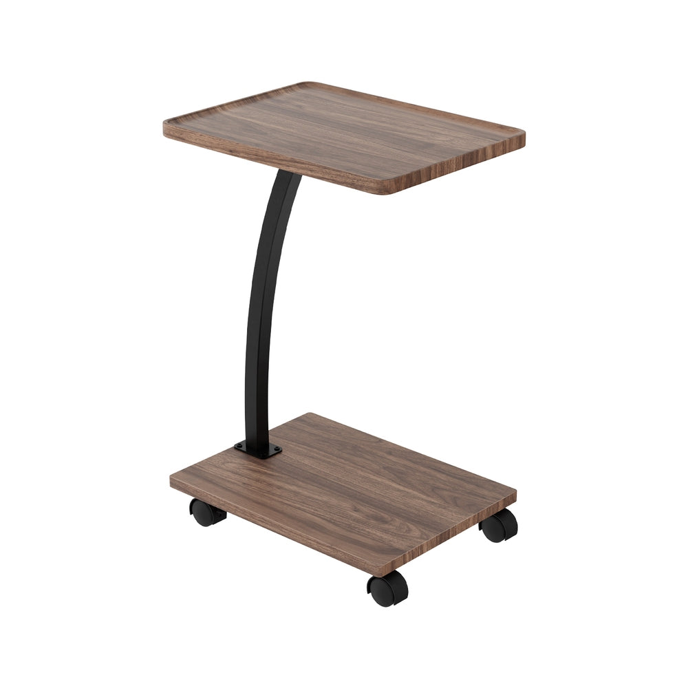 C-Shaped Coffee Table MDF Metal Walnut Black