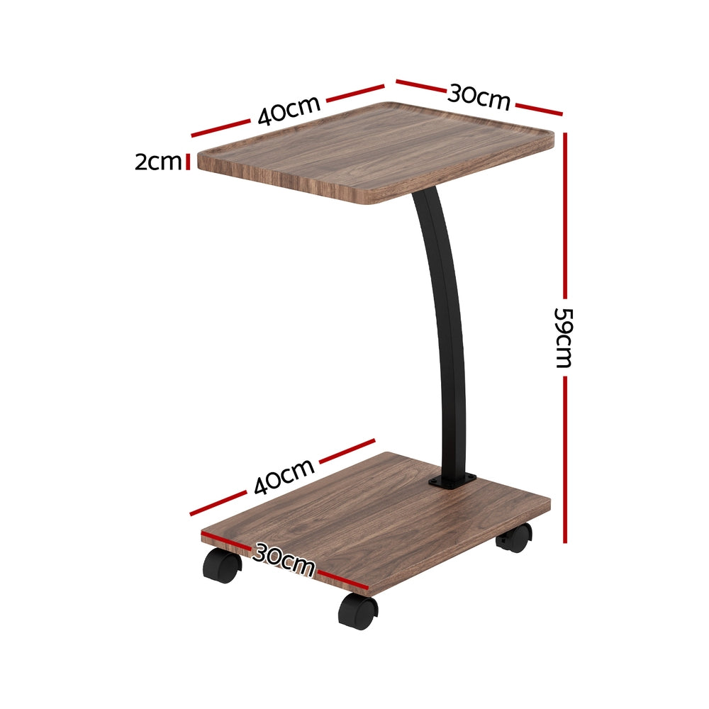 C-Shaped Coffee Table MDF Metal Walnut Black