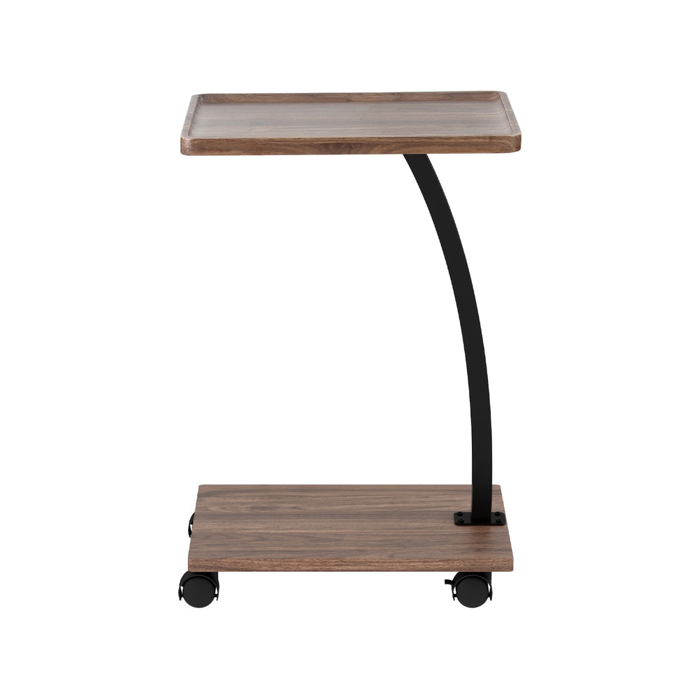 C-Shaped Coffee Table MDF Metal Walnut Black