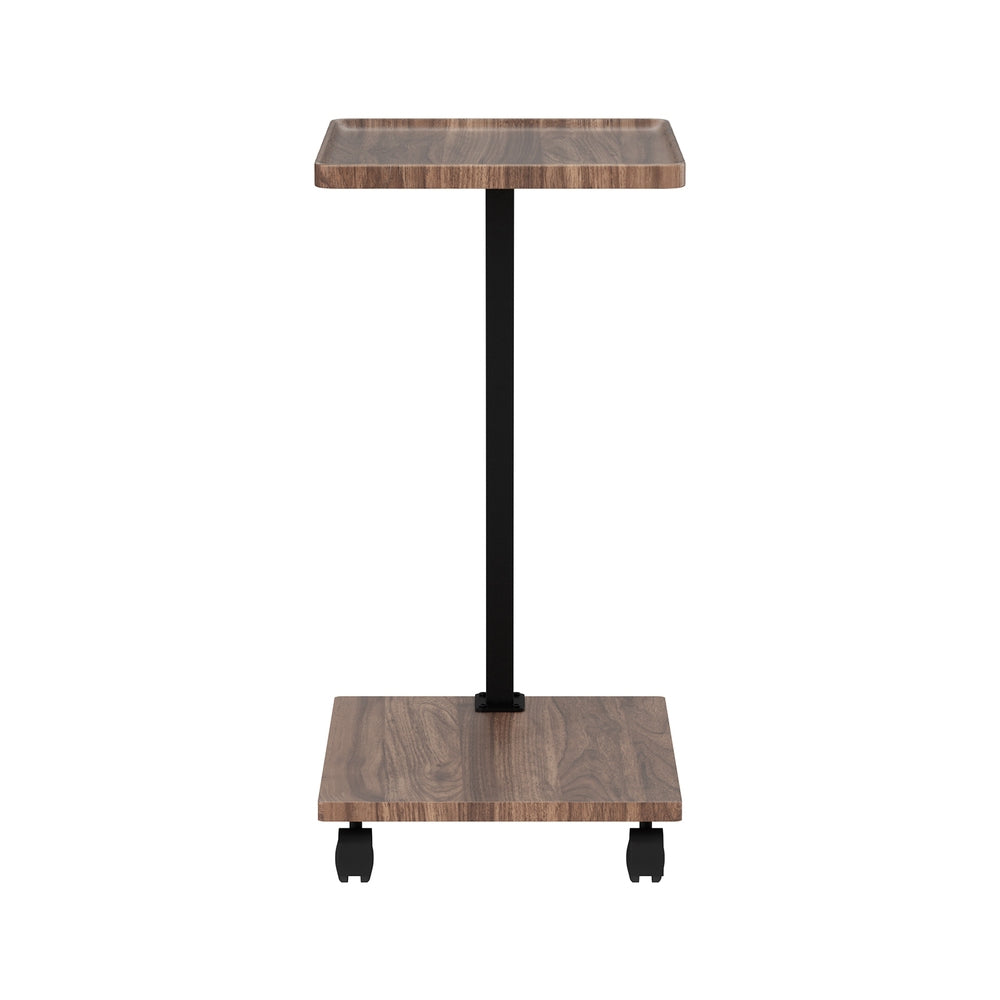 C-Shaped Coffee Table MDF Metal Walnut Black