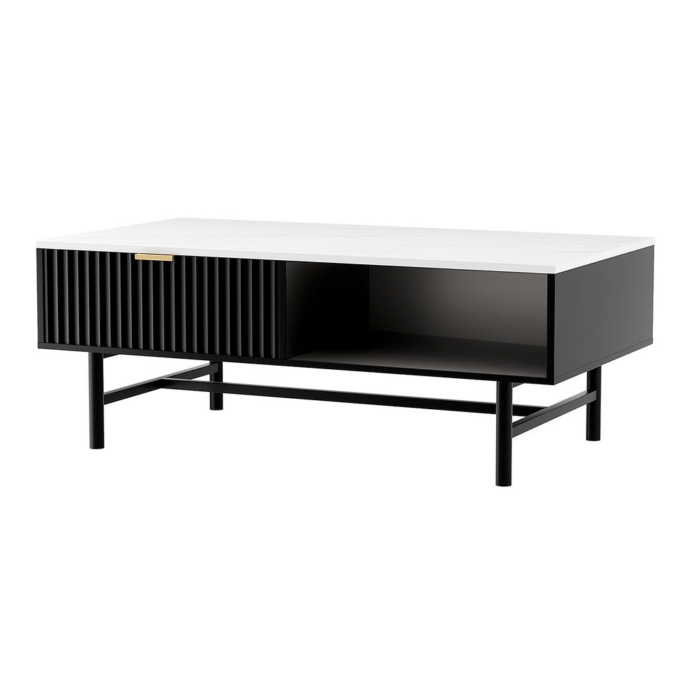 Artiss Black Coffee Table Drawer Storage Shelf