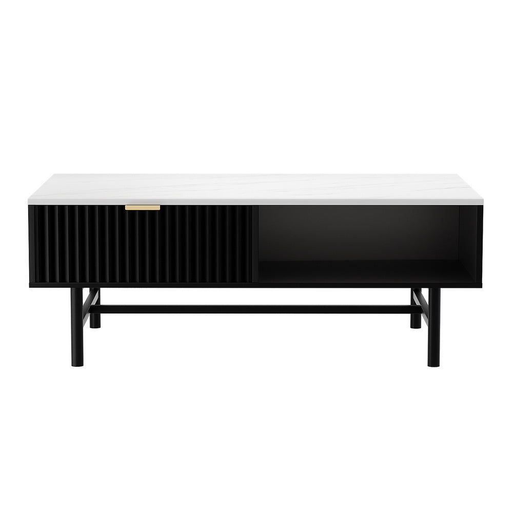 Artiss Black Coffee Table Drawer Storage Shelf