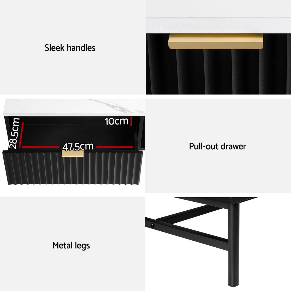 Artiss Black Coffee Table Drawer Storage Shelf