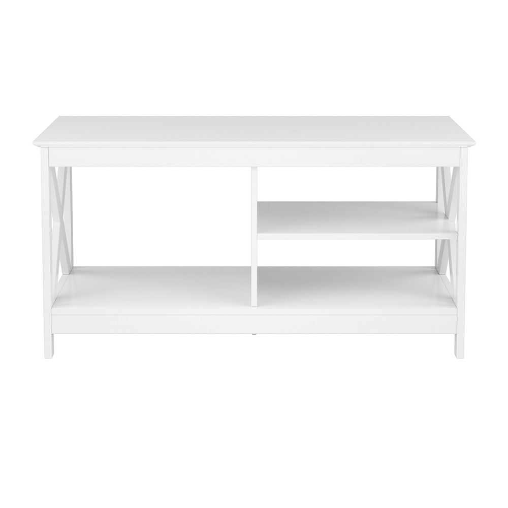 Coastal 3-Tier Coffee Table Storage Shelf White