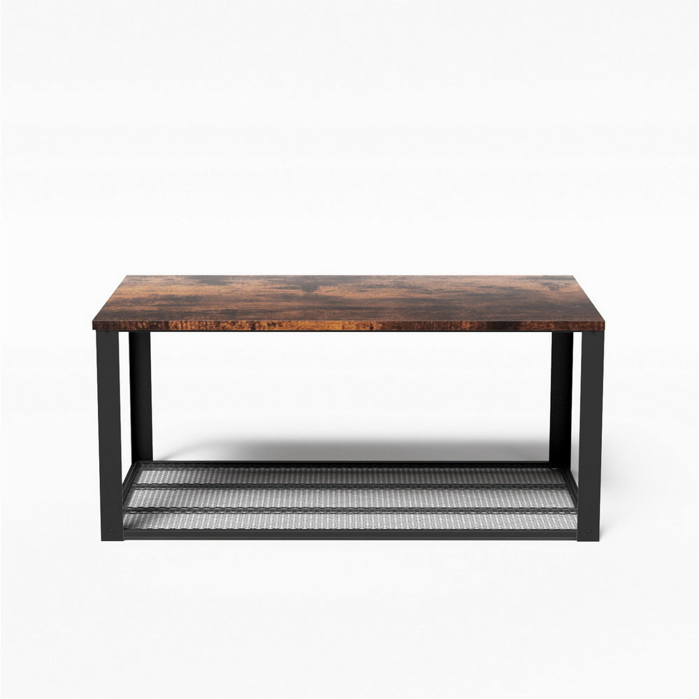 Rustic Brown 104CM Coffee Table 2-Tier Industrial Design