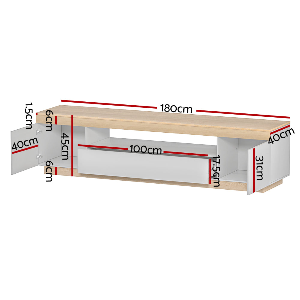 Lior 180cm TV Cabinet Entertainment Unit White Wood