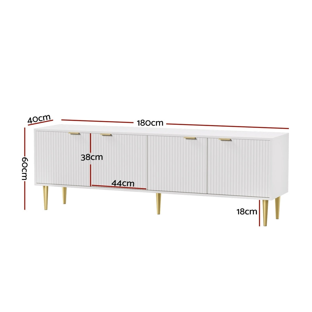 Riley 180cm Entertainment Unit TV Cabinet White Gold
