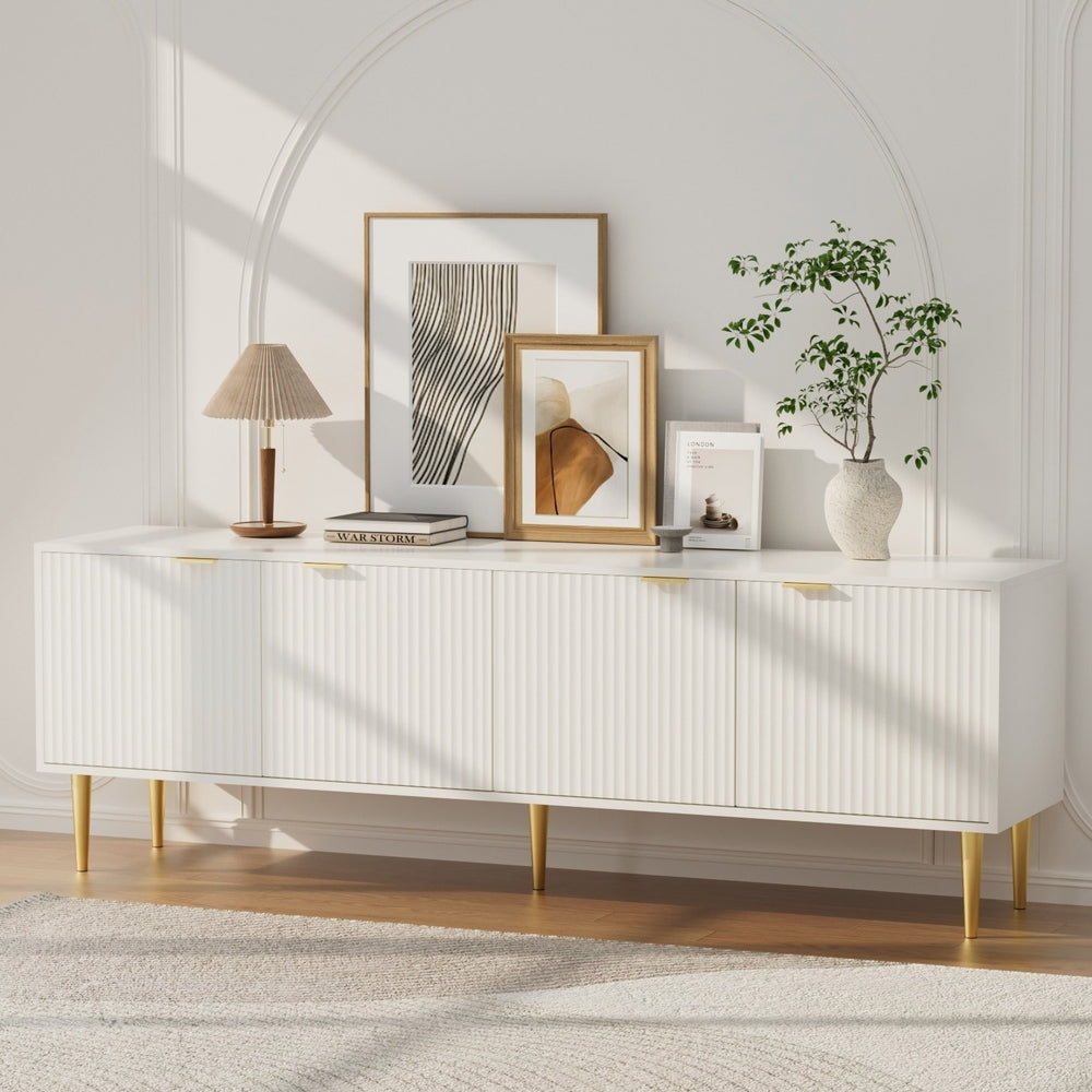 Riley 180cm Entertainment Unit TV Cabinet White Gold