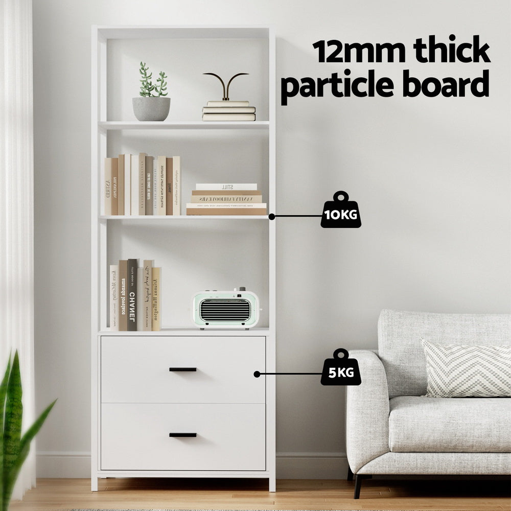 Artiss 152cm Bookshelf Display 2 Drawers White
