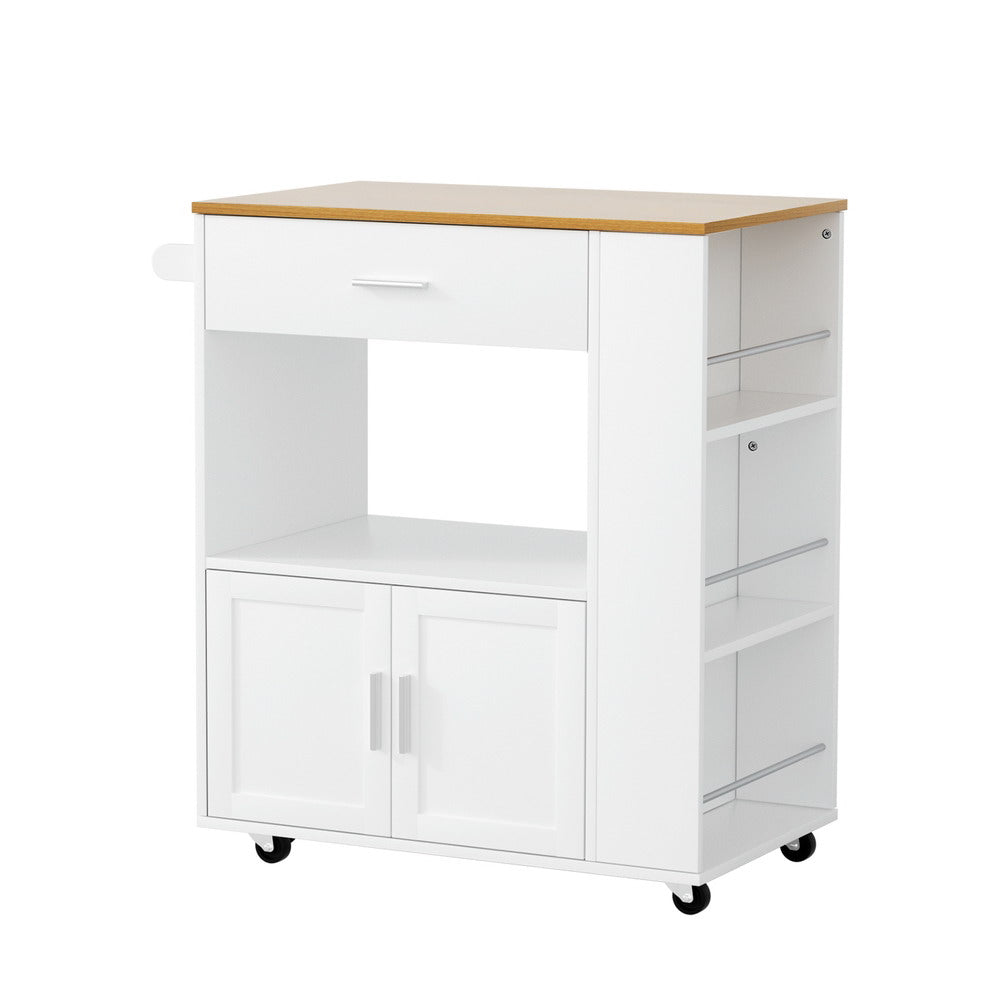 Artiss Mobile Kitchen Island Trolley Cart White Pine