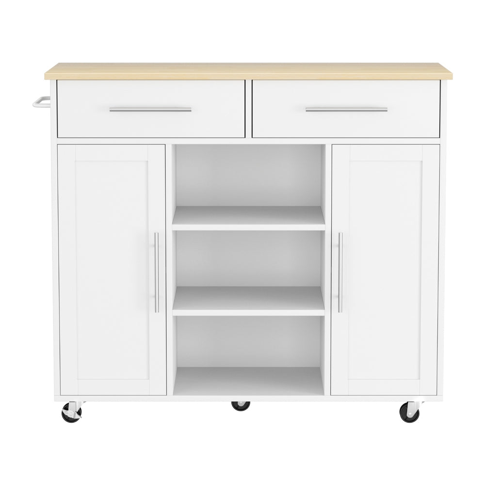 Artiss 100cm Kitchen Island Trolley Cart White