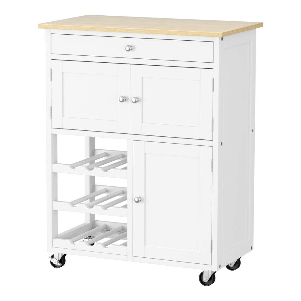 Artiss Mobile Kitchen Island Trolley White Oak