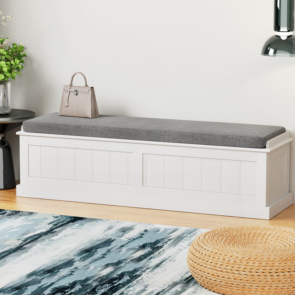 Fluted 140cm Storage Ottoman Blanket Box Grey