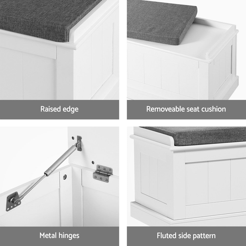 Fluted 140cm Storage Ottoman Blanket Box Grey