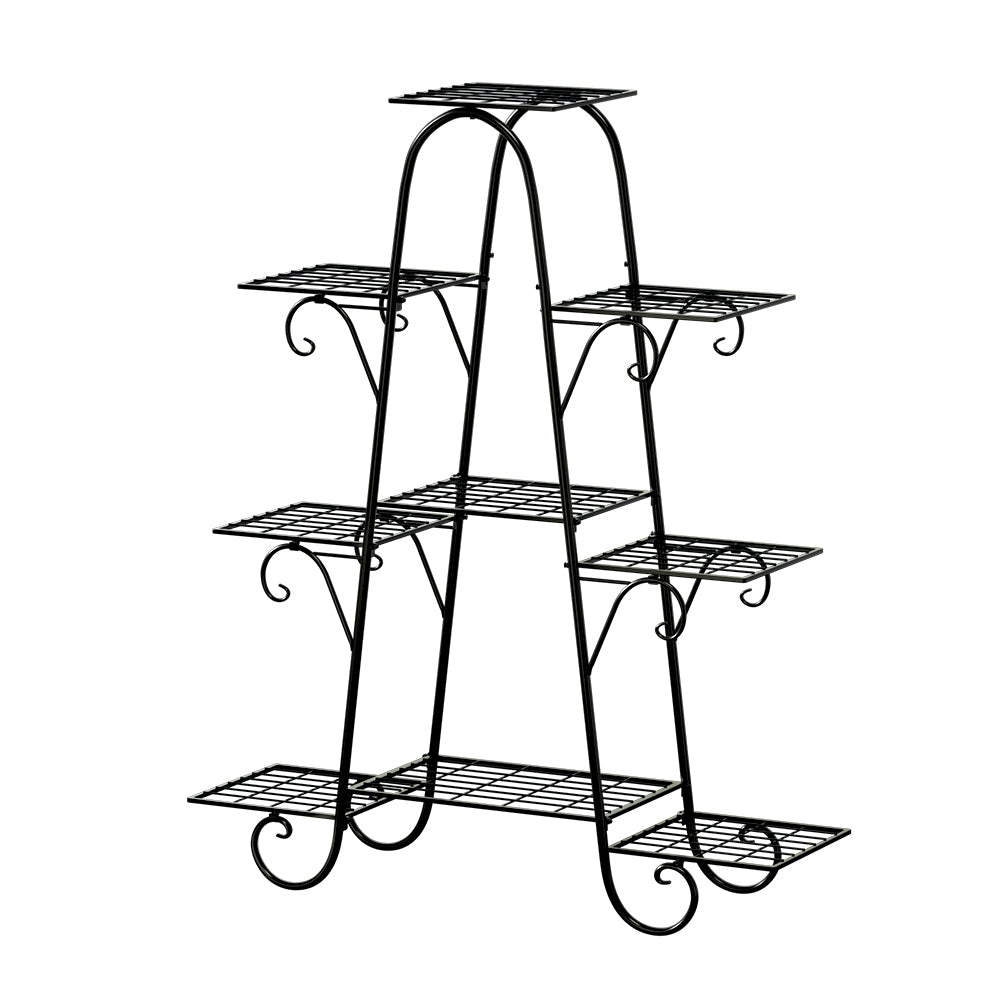 Verity 9 Tier Plant Stand Metal Flower Pot Shelf Black