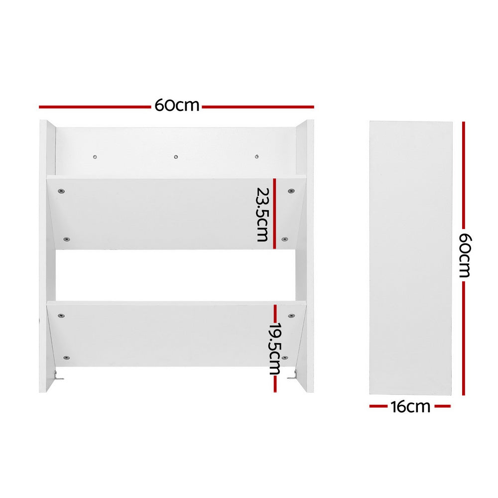 Artiss 2-Tier Shoe Rack Wall Mounted White (Set of 2)