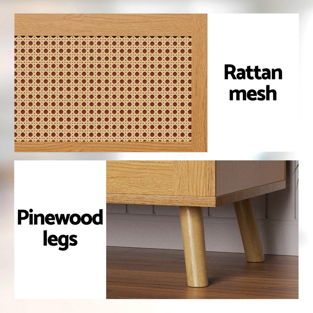 Starlyn Shoe Rack Bench Rattan Pine 10-Pair Storage
