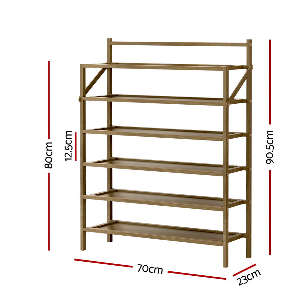 Eve 6-Tier Foldable Shoe Rack Bamboo Oak 18 Pairs
