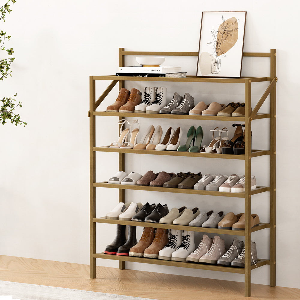 Eve 6-Tier Foldable Shoe Rack Bamboo Oak 18 Pairs