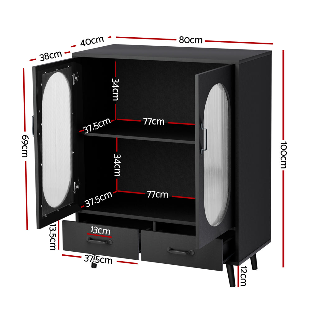 Lency Buffet Sideboard Double Doors Black