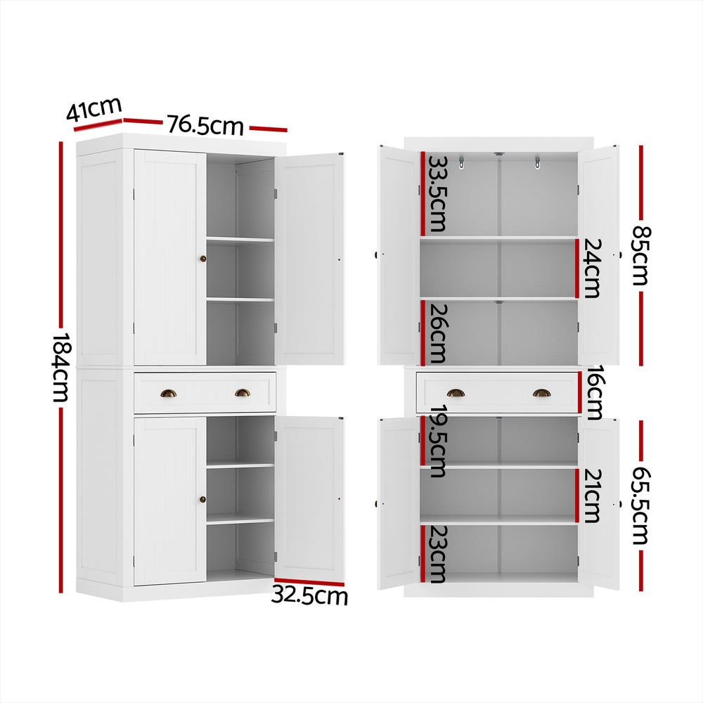 White Buffet Sideboard Cabinet 6-Tier Storage