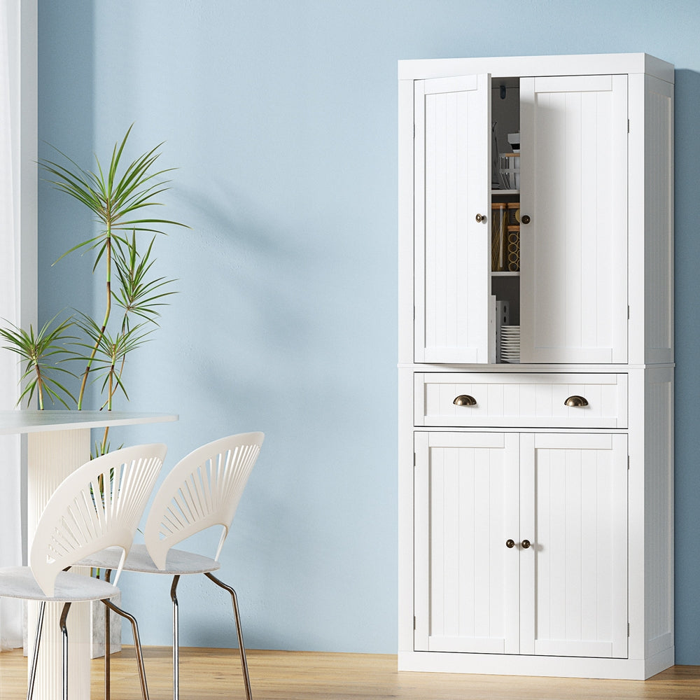 White Buffet Sideboard Cabinet 6-Tier Storage