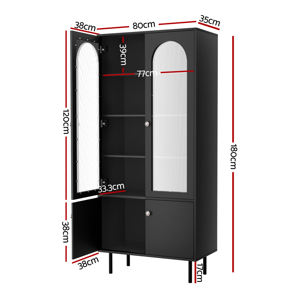 Lency Black Buffet Sideboard Cabinet