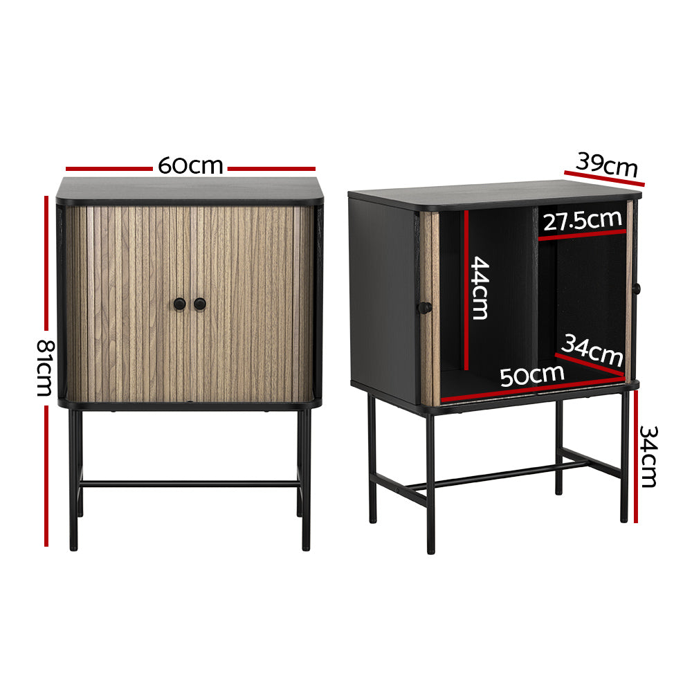 Boris Buffet Sideboard Sliding Doors Black Pine