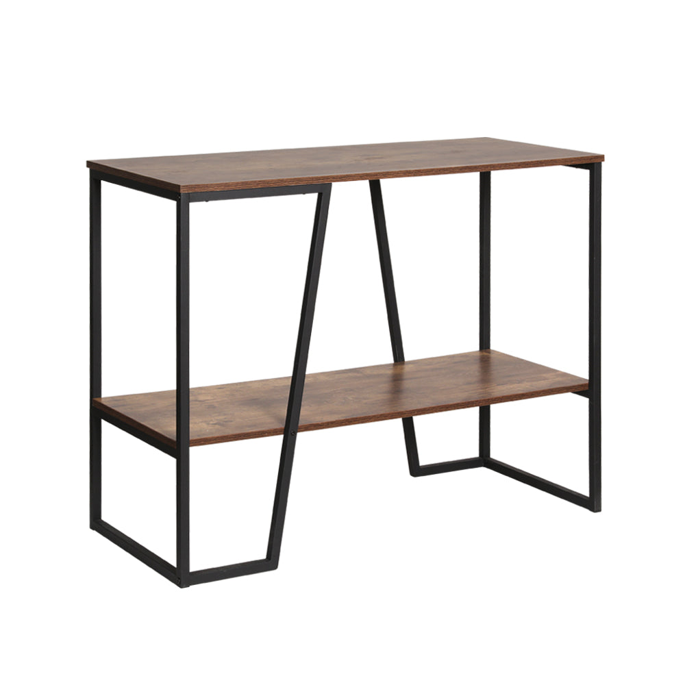 Cora 106cm 2-Tier Console Table Walnut Black