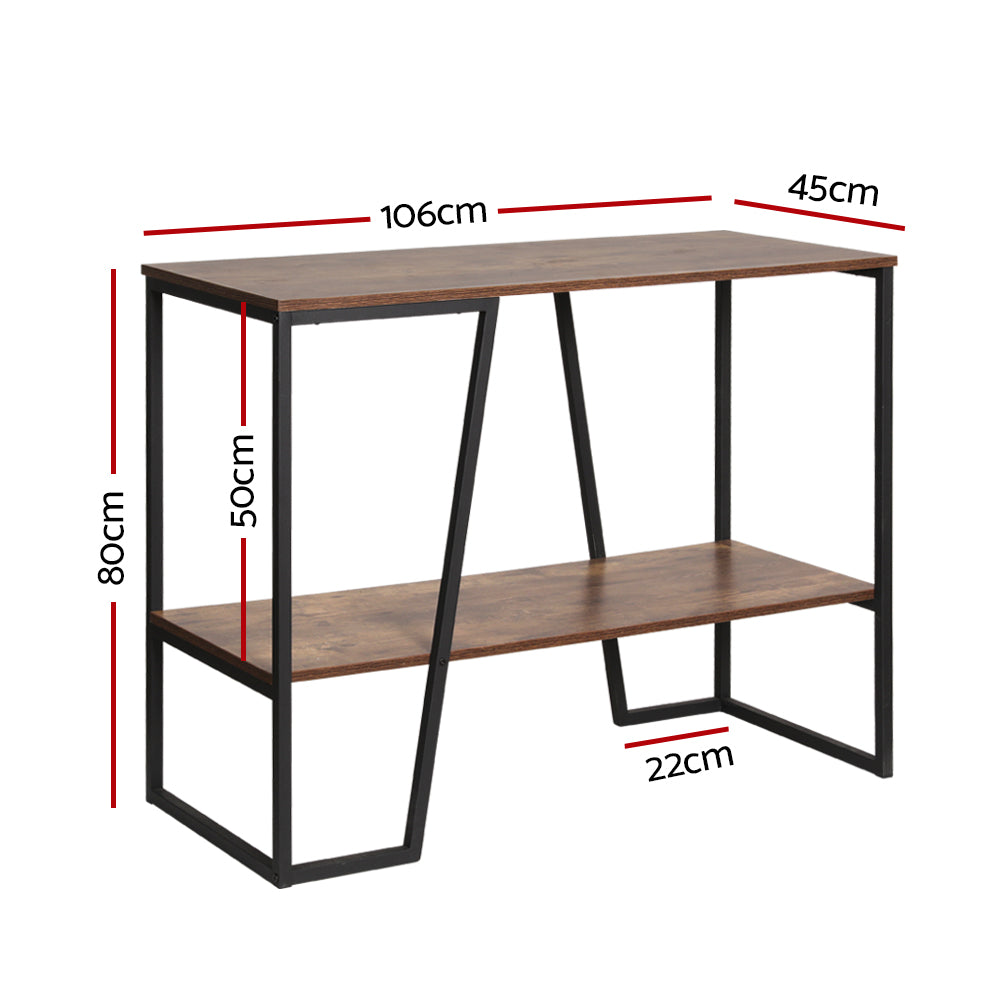 Cora 106cm 2-Tier Console Table Walnut Black