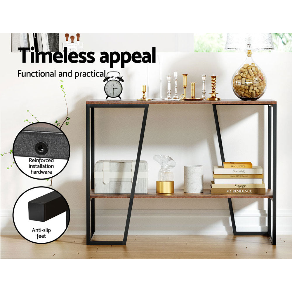 Cora 106cm 2-Tier Console Table Walnut Black