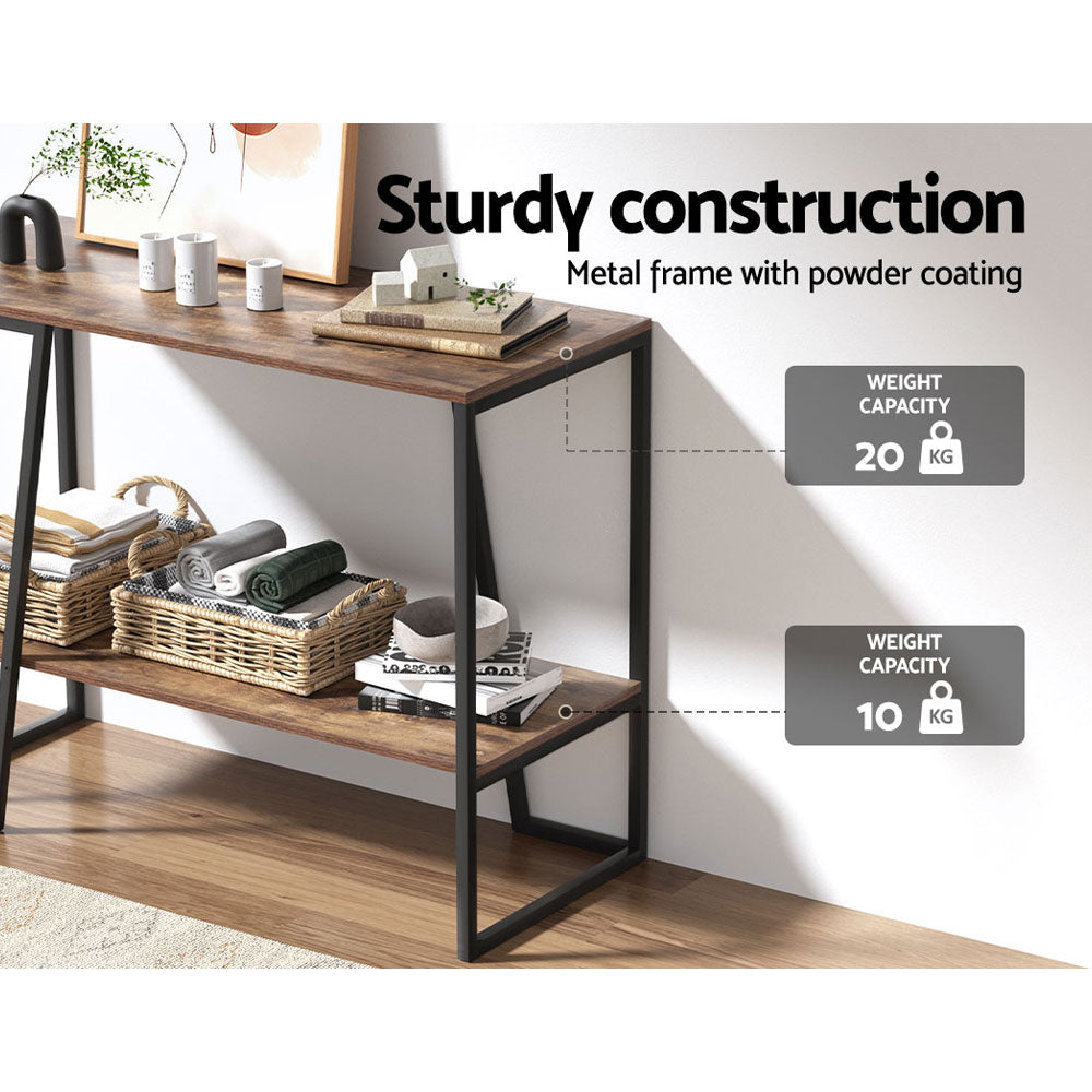 Cora 106cm 2-Tier Console Table Walnut Black