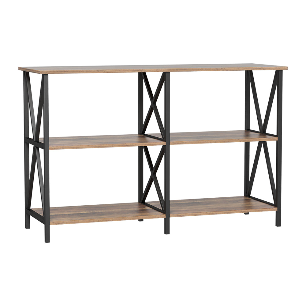Xiah 120CM Console Table 3-Tier Walnut Black
